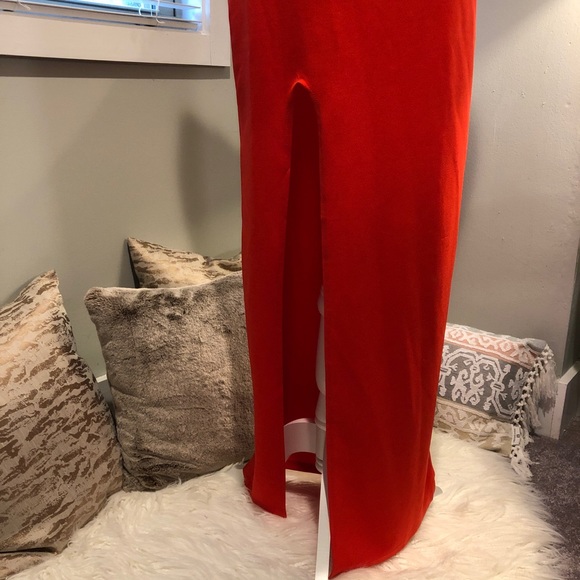 Passion Fusion | Bright Red Formal Maxi Slit Dress - Picture 2 of 8